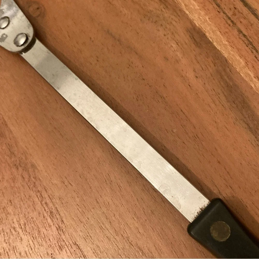 Vintage Stanley Stainless Steel Meat Fork with Unique Curved Keyhole Handle